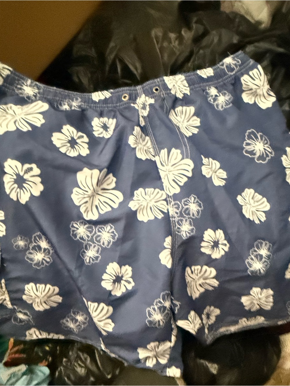 Men's Blue Floral Swim Shorts - Classic Beach Trunks